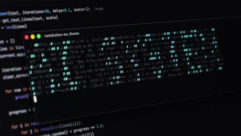 Contemporary dark screen displaying bright pixelated AI SYSTEM text, illust.. Stock Footage 322995552