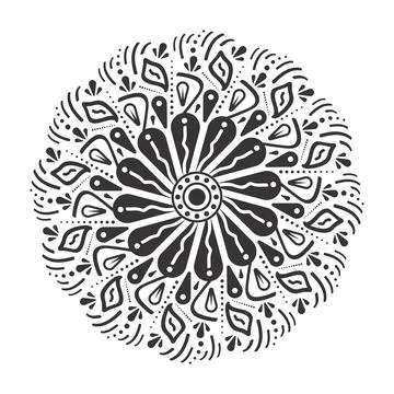 Contemporary Decorative Element Vector Round Floral Mandala Ornament Art 스톡 일러스트