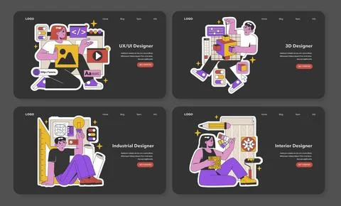 Contemporary Design Experts set. Flat vector illustration Stock Illustration