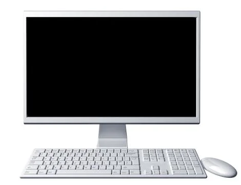 Contemporary desktop computer with blank screen Stock Illustration