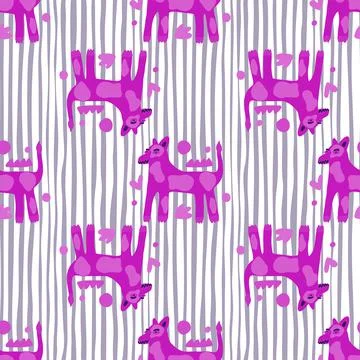 Contemporary dog seamless pattern. Abstract animals endless wallpaper. Stockillustratie