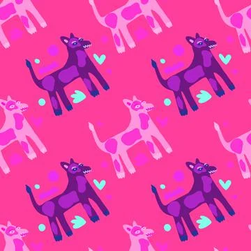 Contemporary dog seamless pattern. Abstract animals endless wallpaper. イラスト素材