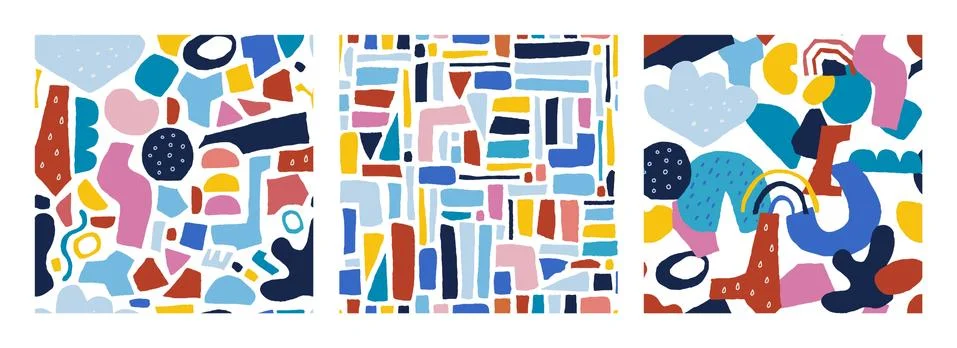 Contemporary doodle pattern. Seamless background with abstract scribble shapes Stock Illustration