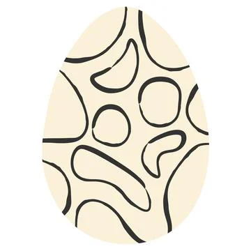 Contemporary Easter egg with hand drawn black ink blobs and shapes on beige.. Stock Illustration