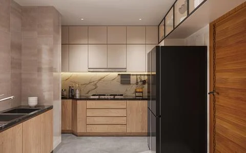 Contemporary Elegance Achieving a Chic and Sleek Kitchen Design - contempora 스톡 일러스트