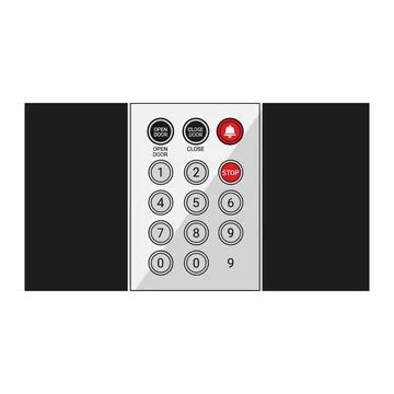 Contemporary elevator control panel with floor and emergency buttons Stock Illustration