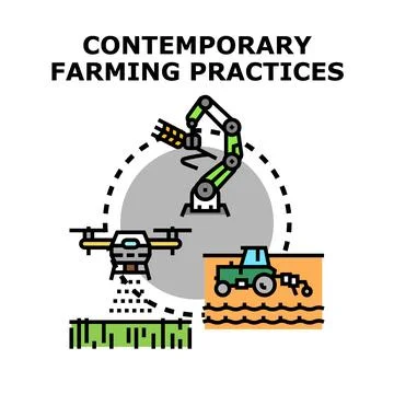 Contemporary farming practices using modern agricultural technology Stock Illustration