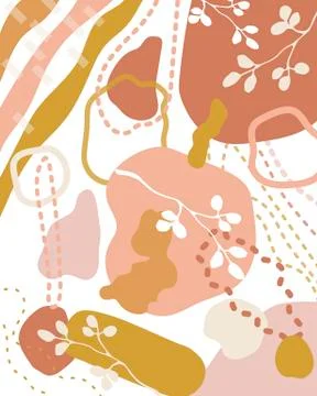 Contemporary floral pattern,abstract background. Modern plants illustration in Stock Illustration