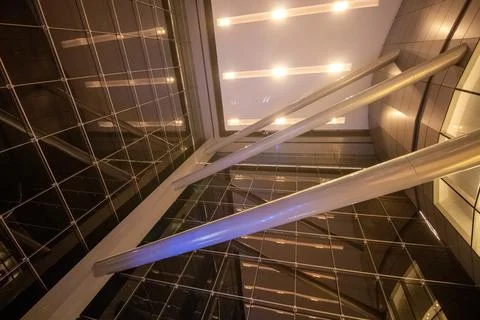 Contemporary framework. light, glass window. urban structure. Inside a buildi Stock Photos