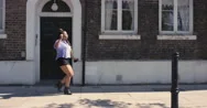 Contemporary Funky African American Woman Street Dancer Dancing Freestyle In The Stock Footage