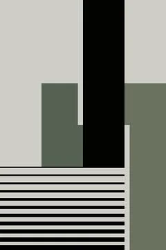 Contemporary Geometric Abstract Artwork with Modern Shapes and Linear Pattern Stock Illustration