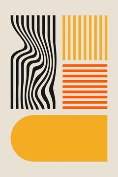 Contemporary Geometric Abstract Artwork with Modern Shapes and Linear Pattern Stockillustratie