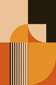 Contemporary Geometric Abstract Artwork with Modern Shapes and Linear Pattern Stock Illustration