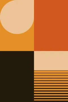 Contemporary Geometric Abstract Artwork with Modern Shapes and Linear Pattern Stock Illustration