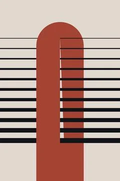 Contemporary Geometric Abstract Artwork with Modern Shapes and Linear Pattern Stock Illustration