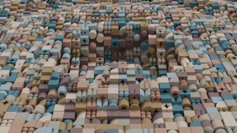 Contemporary geometric abstract background with realistic 3D elements Stock Footage 338251334
