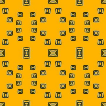 A contemporary geometric fabric pattern featuring a bright yellow Stock Illustration