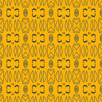 A contemporary geometric fabric pattern featuring a bright yellow Stock Illustration