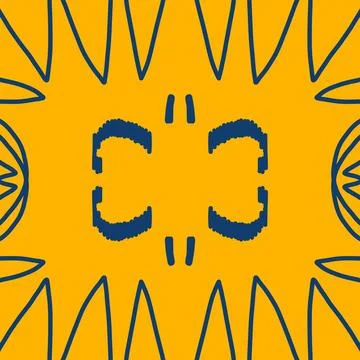 A contemporary geometric fabric pattern featuring a bright yellow Stock Illustration