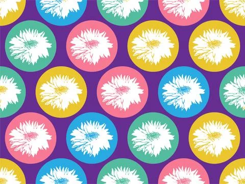 Contemporary geometric seamless pattern with stylized silhouettes of flowers Stock Illustration