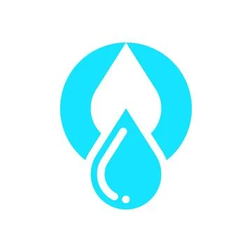 Contemporary hydration logo with round shape and blue water drop symbol, cl.. Stock Illustration
