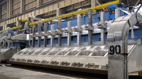Contemporary large aluminum foundry with casting cells. Stock Footage 120932057