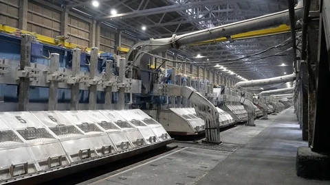Contemporary large aluminum foundry with casting cells. Stock Footage 120932104