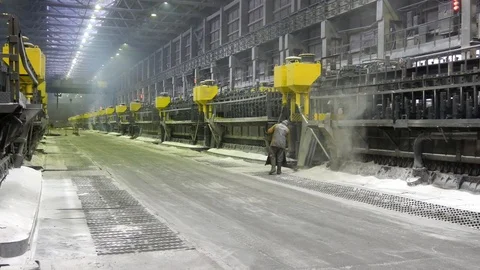 Contemporary large aluminum foundry with casting cells. Stock Footage 120932161