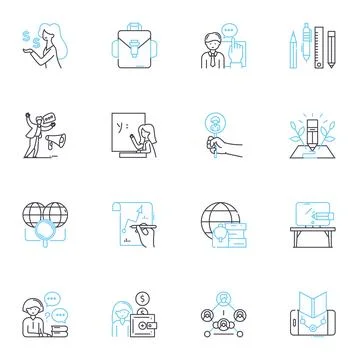 Contemporary learning linear icons set. Adaptive, Collaborative, Digital Stock Illustration
