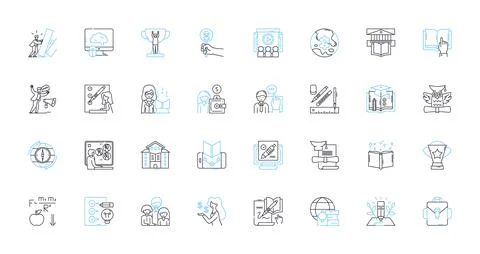 Contemporary learning linear icons set. Adaptive, Collaborative, Digital Stock Illustration
