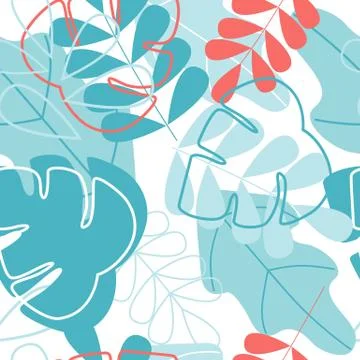 Contemporary leaves seamless pattern in flat style. Abstract leaf trendy vect Illustrazione stock