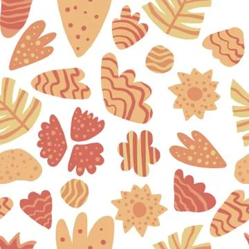 Contemporary leaves seamless pattern. Hand draw abstract floral wallpaper. Stock Illustration