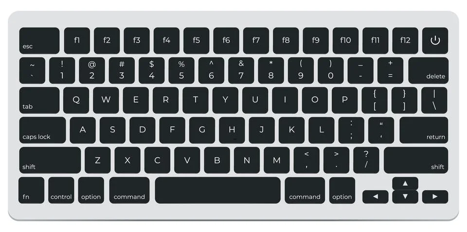 Contemporary light keyboard of computer. Top View Wireless Keyboard New Model Stock Illustration