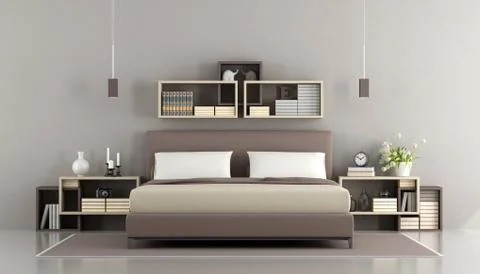 Contemporary master bedroom Illustrazione stock