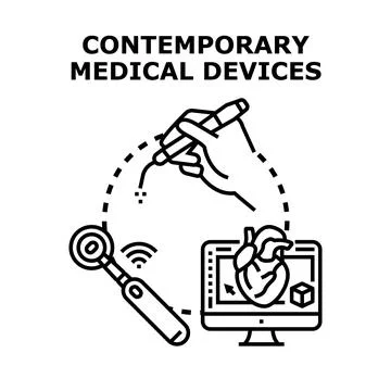 Contemporary medical devices developing future healthcare technology Stock Illustration