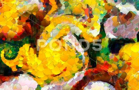 Contemporary modern watercolor and oil painting mix. Vibrant and colorful war Stock Illustration