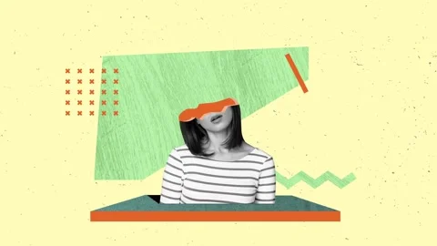 Contemporary motion collage video of half head girl suffer migraine Stock Footage 301633003