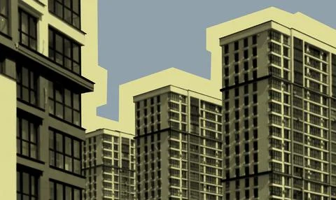 Contemporary multistorey residential complex in developing metropolitan Foto stock