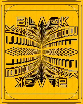 Contemporary Optical Illusion Text Poster Geometric Pattern Wall Art Design Stock Illustration