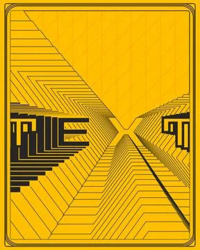 Contemporary Optical Illusion Typography Poster Yellow Black Art Print イラスト素材