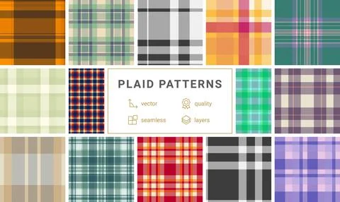 Contemporary plaid pattern bundle social media use. The pack boosts banners.. Stock Illustration