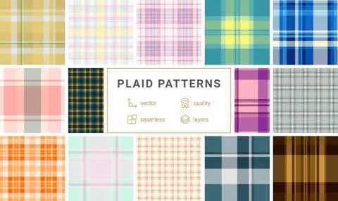 Contemporary plaid pattern bundle social media use. The pack boosts banners.. イラスト素材