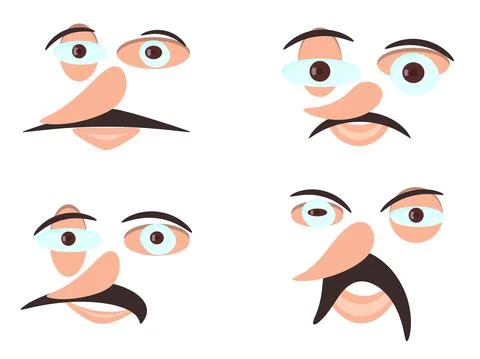 Contemporary portrait. Set of faces with expressive emotions in a modern Stock-Illustration