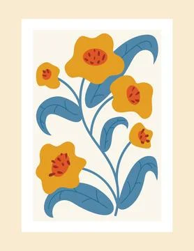 Contemporary poster design featuring stylized florals and organic shapes in a Stock Illustration