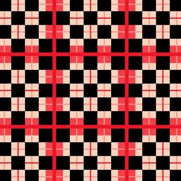 Contemporary Repeating Checkerboard Pattern with Vibrant Abstract Foliage A.. Stock Illustration