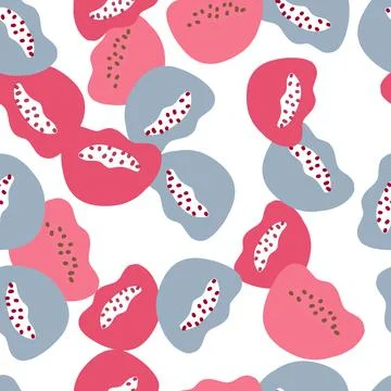 Contemporary seamless pattern with random pink and blue abstract shapes print イラスト素材