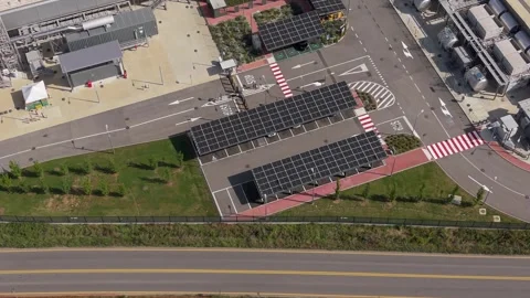 Contemporary server facility in Lombardy. Drone footage captures critical Stock Footage 336083822