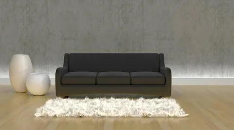 Contemporary sofa in moderen setting Stock Illustration