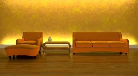 Contemporary sofa in modern setting Stock Illustration