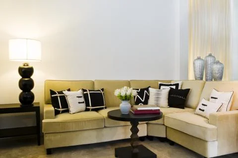 Contemporary sofa seating area Stock Photos